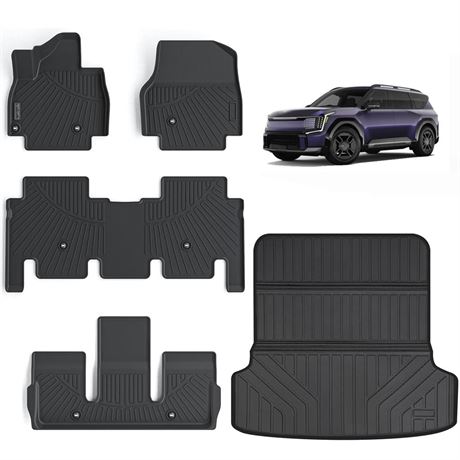 Floor Mats & Large Trunk Mat for 2024 KIA EV9 6-Seats Version（Not Fit for