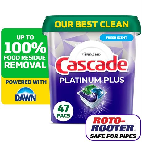 Cascade Platinum Plus Dishwasher Pods, Dishwasher Detergent Soap Tabs, Fresh,