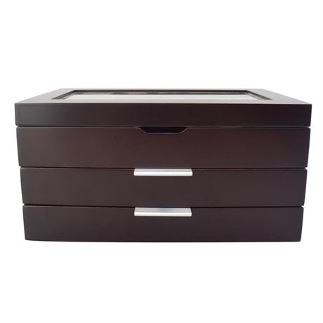 Pko Inc. Wooden 2 Drawer Watch Box - Dark Brown