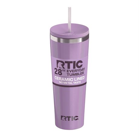 RTIC 28 oz Ceramic Lined Everyday Tumbler, Spill-Resistant Straw Lid, Lavender
