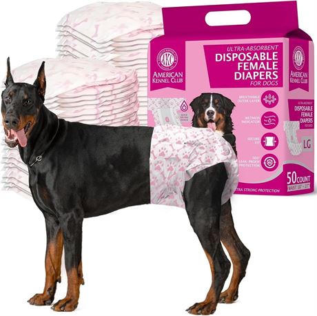 American Kennel Club Female Dog Wrap, Disposable Diapers with Wetness