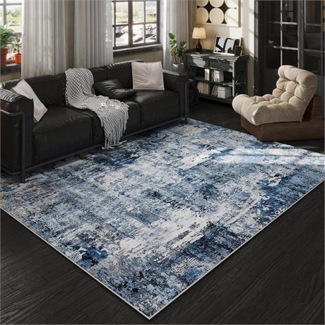 8x12 Rug Washable Boho Rug Soft Large Area Rug Non-Slip Non-Shedding Faux Wool