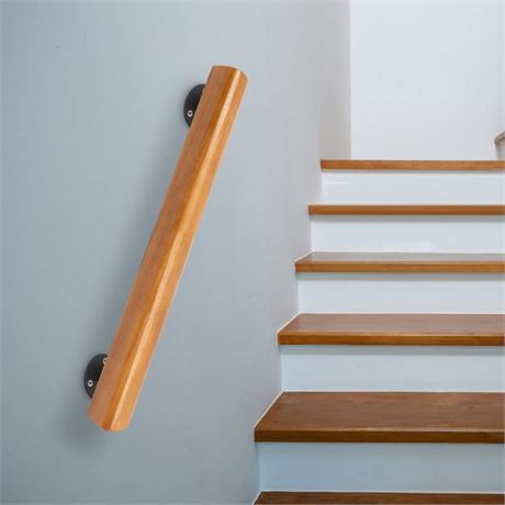 DYNAMI 2ft Wood Handrails for Indoor Stairs, Wall Mount Stair Handrails,Safety