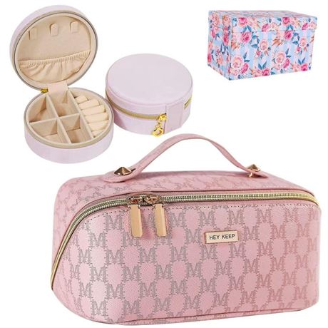 OFFSITE Makeup Bag & Jewelry Case Set, Large Travel Cosmetic Bags Organizer Bag