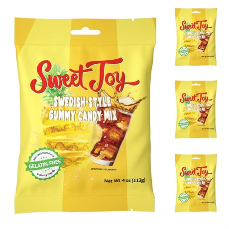 SweetJoy Swedish-Style Gummy Candy Mix, Non-GMO, Gelatin-Free, and Pineapple,