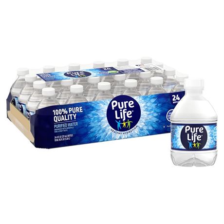 Pure Life, Purified Water, 8 Fl Oz, Plastic Bottled Water, 24 Pack purified 8