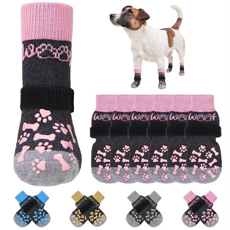 KOOLTAIL Non-Slip Dog Socks for Hardwood Floors, Dog Socks with Grippers for