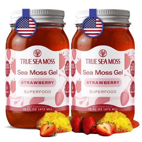 TrueSeaMoss Sea Moss Gel – Made in USA – Wildcrafted Seamoss, Fruits & Jarred