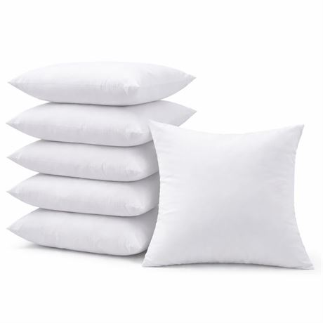 16 x 16 Inch Throw Pillow Inserts – Set of 6 Square Cushions with Polyester