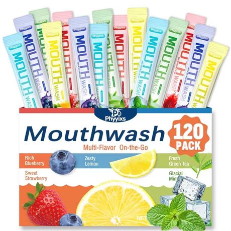 Mouthwash Strips 120 Pack, Individually Wrapped Travel Size Oral Rinse,
