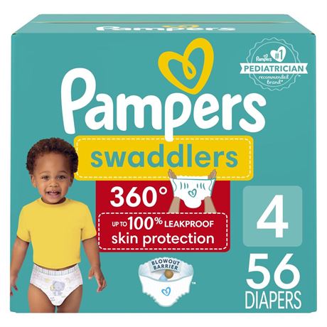 Pampers Swaddlers 360 Pull-On Diapers, Size 4, 56 Count for up to 100%