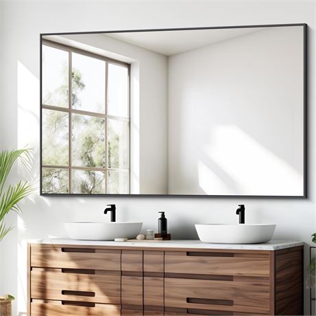 Bathroom Mirror,55x36 inch Large Wall Mirror for Bathroom Wall Mounted Black