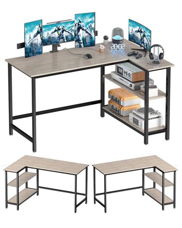 WOODYNLUX L Shaped Computer Desk - 43 Inch Home Office Desk with Shelf, Gaming