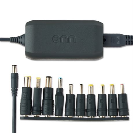 onn 65W Laptop Charger with 10 Interchangeable Tips, 10ft Power Cord, for HP,