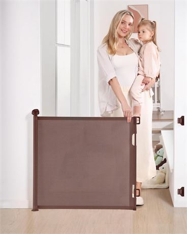 Likzest Retractable Baby Gate, Mesh Baby And Pet Gate 33" Tall, Extends Up To