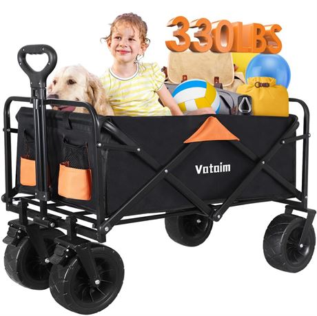 Foldable Wagon Cart Beach Collapsible Heavy Duty 330LBS Weight Capacity Folding