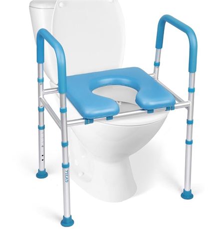 Raised Toilet Seat with armrest, Adjustable Width and Height Toilet Riser