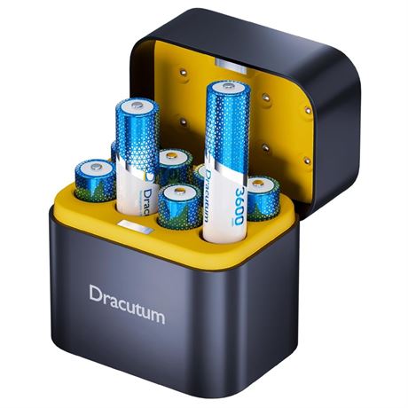 Rechargeable Lithium AA Batteries 8-Pack with Charger, 1.5V 3600mWh Long