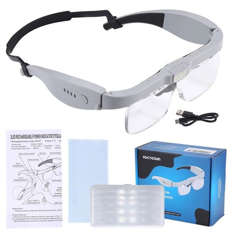 YOCTOSUN Magnifying Glasses with Light for Close Work, Head Magnifier Glasses