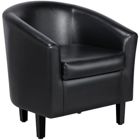 Yaheetech Barrel Chair, Faux Leather Accent Chair with Soft Padded and Sturdy