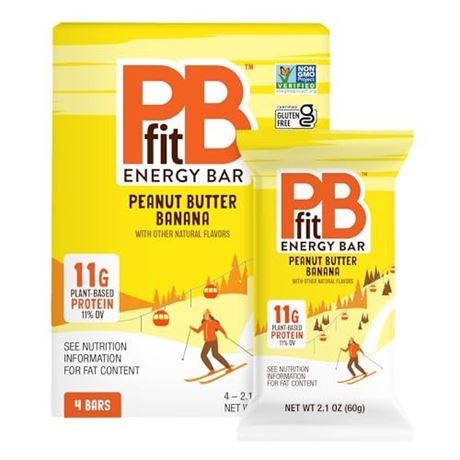 PBfit Peanut Butter Banana Energy Bars, 11g Protein, 5g Fiber, Gluten Free,