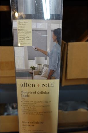 Allen + Roth 29-in X 72-in Gray Blackout Cordless Motorized Cellular Shade