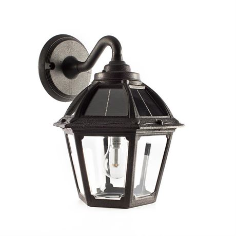 Polaris Black Solar Warm White LED Wall Sconce for Garage and Patio