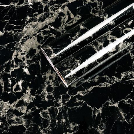 Black Marble Wallpaper 30"x118" Marble Contact Paper Peel and Stick Countertops