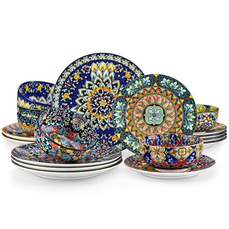 vancasso 18 Pieces Dinnerware Sets, Plates and Bowls Set, Porcelain Dishes Set