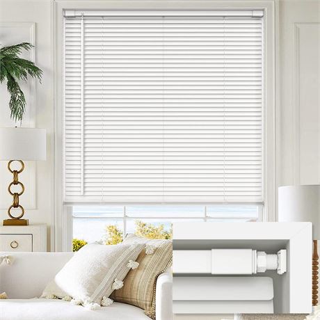 LazBlinds Cordless No Tools-No Drill 1" Vinyl Horizontal Mini Blinds, Light