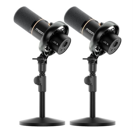 MAONO PD200W Hybrid Wireless Podcast Equipment Bundle for 2, XLR USB Dynamic