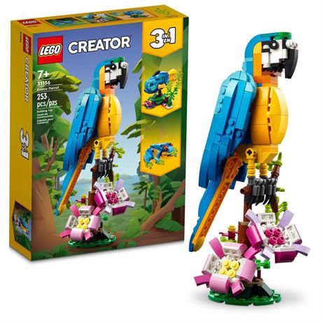 LEGO Creator 3 in 1 Exotic Parrot Building Toy Set, Transforms to 3 Different