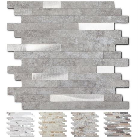 Yipscazo 20 - Sheet Peel and Stick Stone Metal Tile Backsplash, Stick on Tiles