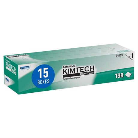 Kimtech 34133 Kimwipes Delicate Task Wipers, 1-Ply, 11 4/5 x 11 4/5, 198 Count
