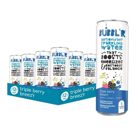 BUBBL'R triple berry breez'r, Antioxidant Sparkling Water with Natural