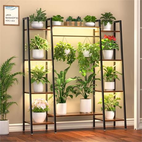 Plant Stand Indoor with Grow Lights, 6 Tiered Metal Plant Shelf, 55" Large