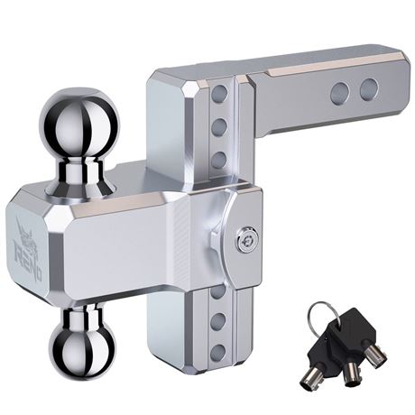 RENO Adjustable Trailer Hitch, Fits 2 Inch Receiver 6" Rise/Drop Aluminum