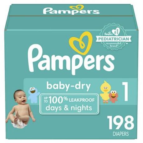 Pampers Baby Dry Diapers Size 1  198 Count (Select for More Options)