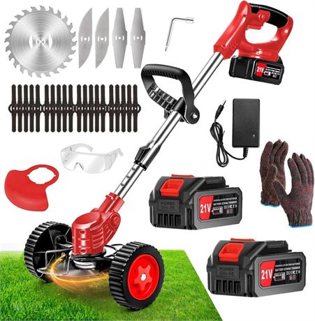 Electric Weed Wacker Eater Battery Powered 21V 4.0Ah, Cordless Grass Trimmer