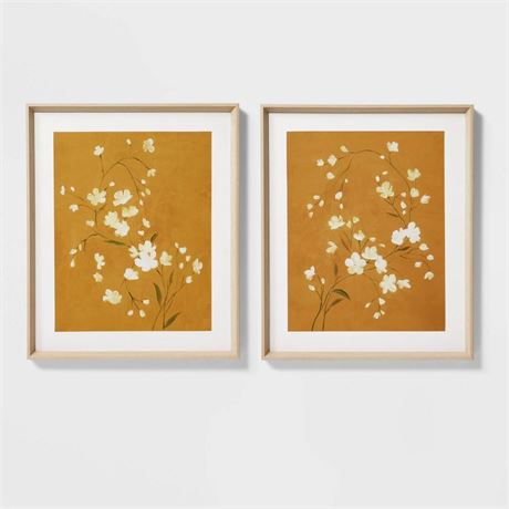 (Set of 2) 20" X 24" Floral Spring Framed Wall Art - Threshold™ Designed with