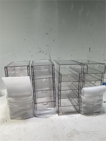 Makeup Drawer Storage Organizer with 20 Drawers, 4 Set Acrylic Office Desk