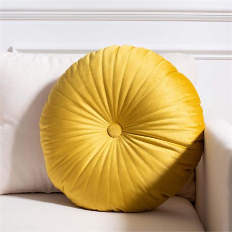 SAFAVIEH Home Collection Vallory Golden Yellow Button Tufted 16-inch Round