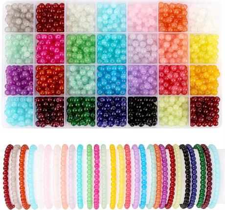 1400 PCS 6mm Glass Beads Round Crystal Beads for Bracelets - Crystal Round