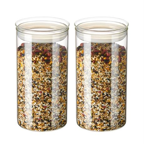 ZENS 74 fl.oz Glass Storage Containers with Airtight Lids, 4.7in Wide Mouth