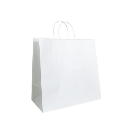 White 13" x 7" x 13" Tote Bags, White Paper Bags with Handles [Pack of 250]