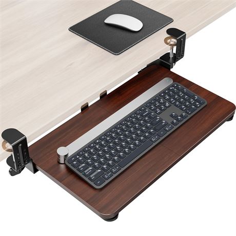 Ergonomic Mouse & Keyboard Tray Under Desk, Pull Out with Adjustable C-clamp,