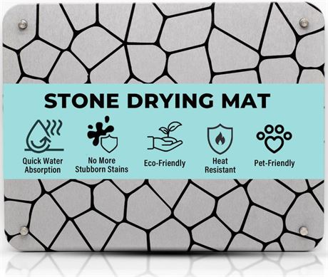 Large Stone Drying Mat for Kitchen Counter - Dish Drying Stone Mat, Heat