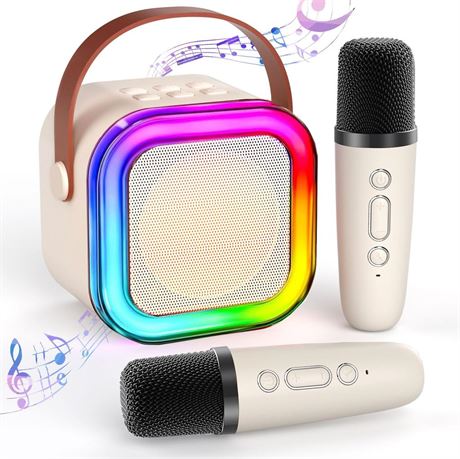 Mini Karaoke Machine for Kids Adults, Portable Bluetooth Karaoke Speaker with 2