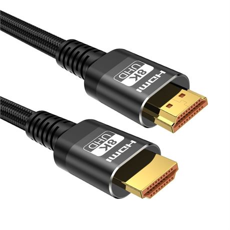 Hoey 8K HDMI Cable 6FT/2M Slim 48Gbps High Speed HDMI Braided Cord-4K@120Hz