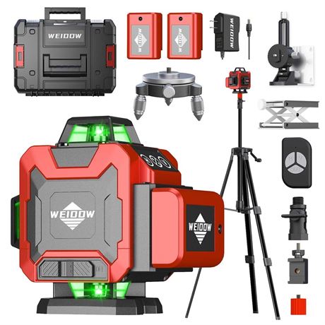 WEIDDW Laser Level with Tripod, Self Leveling Laser Level 4x360°, Green Line